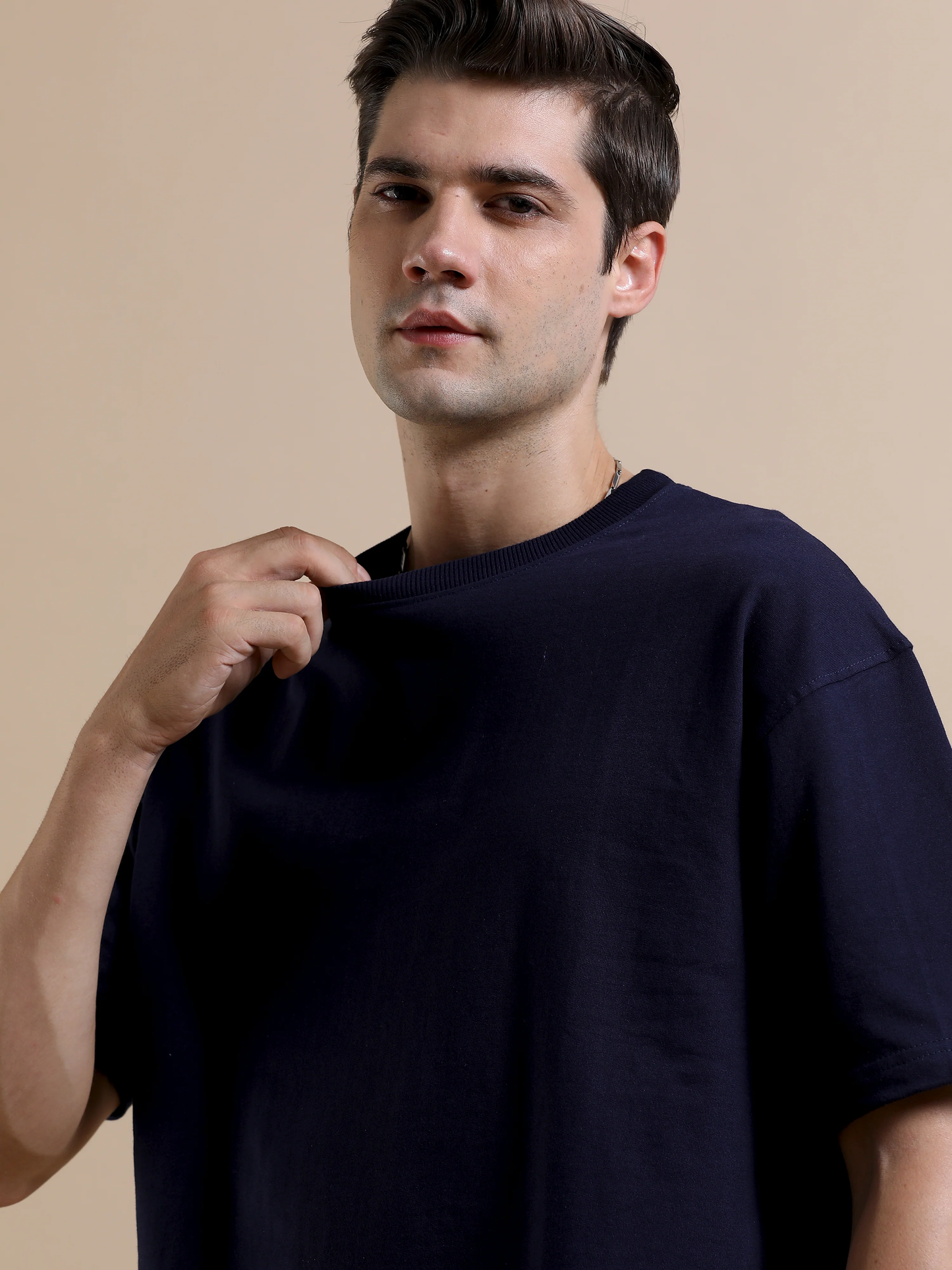 100% COTTON NAVY BLUE OVERSIZED T-SHIRT