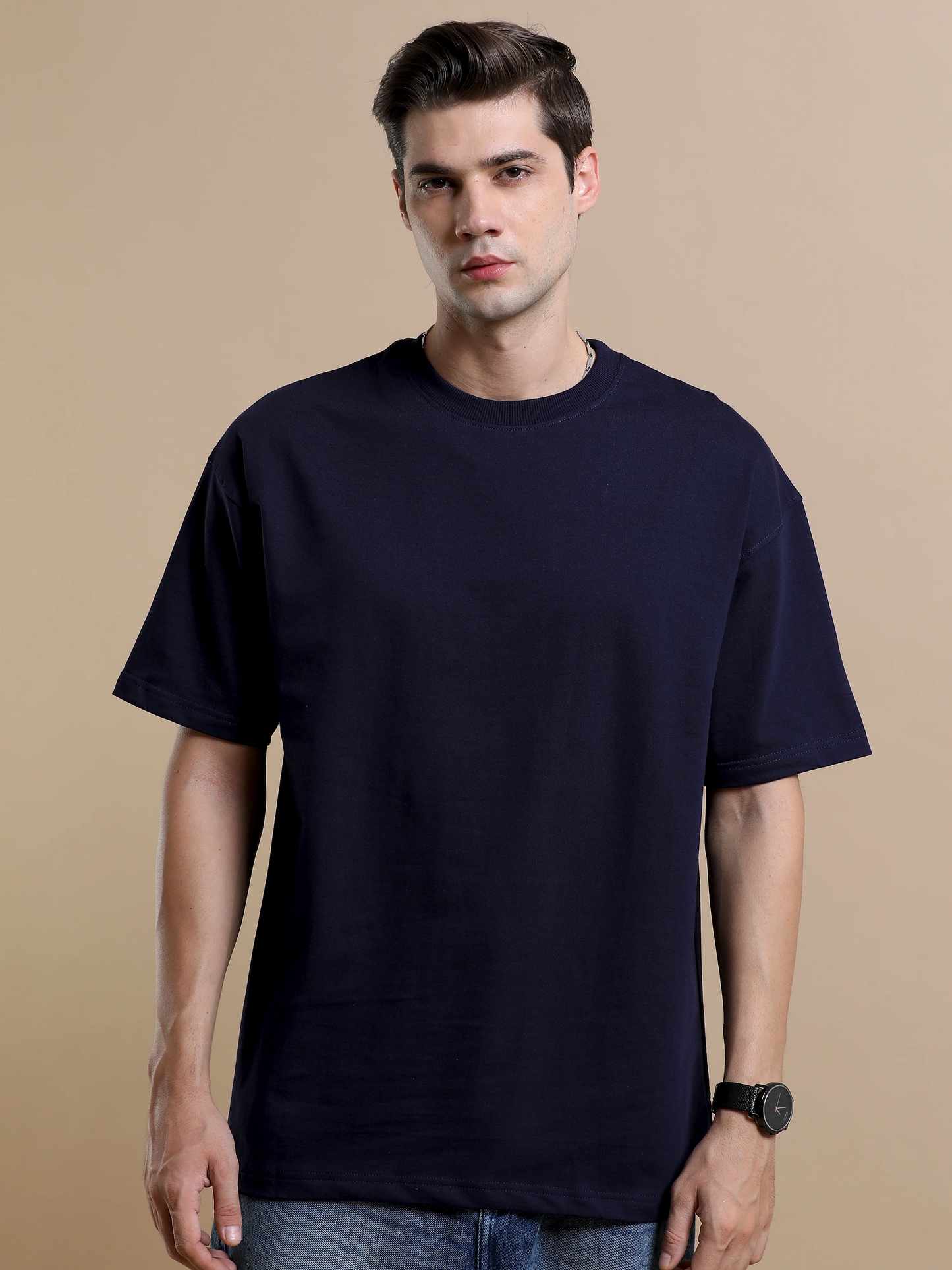 100% COTTON NAVY BLUE OVERSIZED T-SHIRT